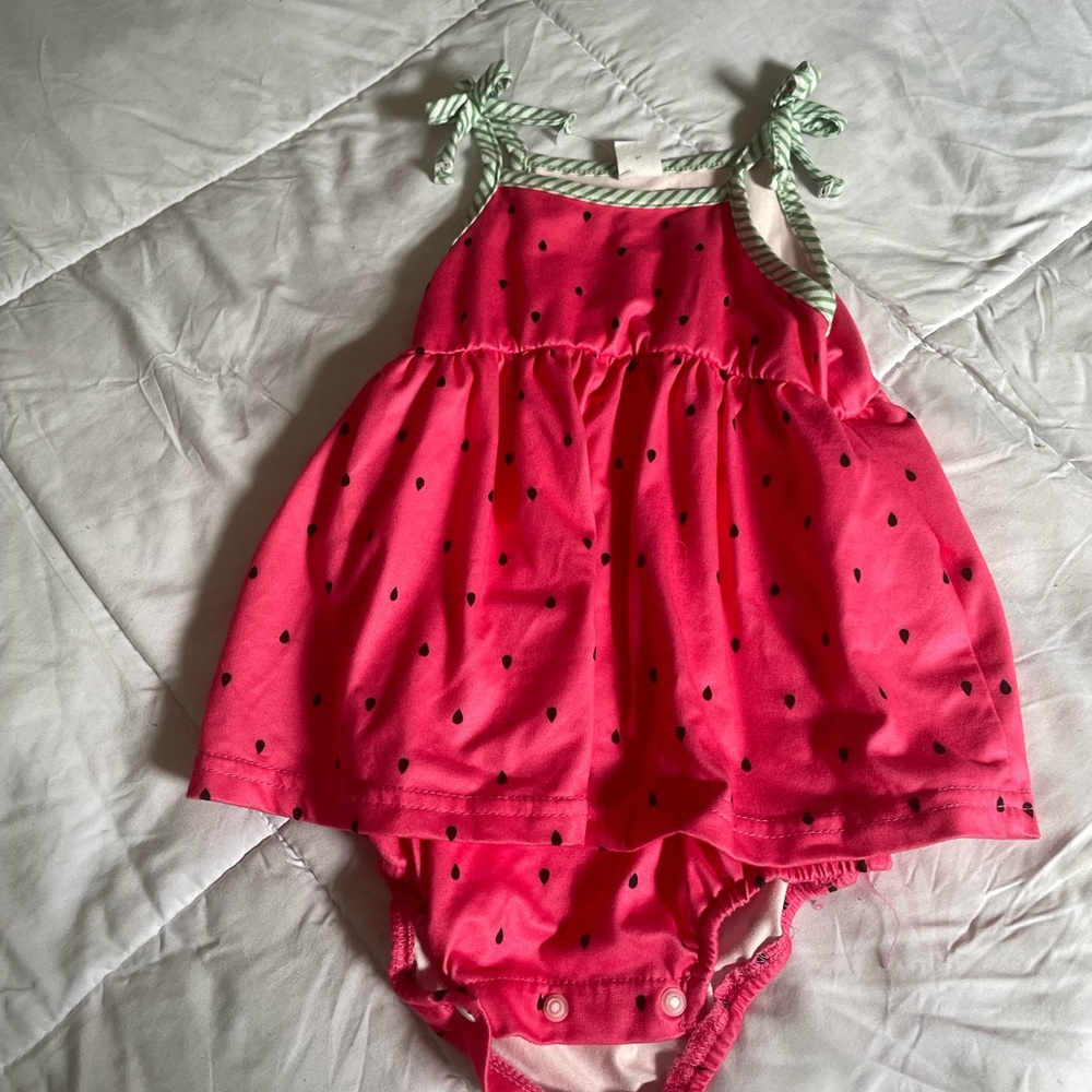 Pink Baby Dress with Green Straps